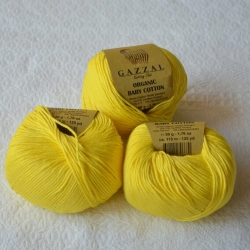 Gazzal Fancy Yarns Моточная пряжа Organic Baby Cotton материал  органическиий хлопок цвет лимон 420